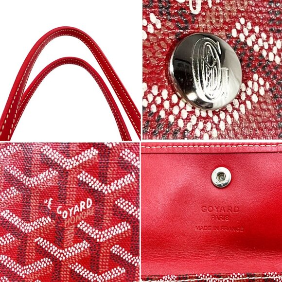 RARE Authentic Goyard Goyardine Saint Louis PM Red Shoulder Tote Bag & Pouch - Picture 9 of 16